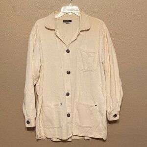 Vintage Nadia Women's Corduroy Beige Button Up Barn Chore Jacket Size Approx M/L